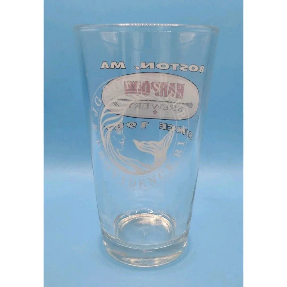 HARPOON VINTAGE BEER PINT GLASS ANNIVERSARY 1987 J.G. Goff's Pub Prov. RI